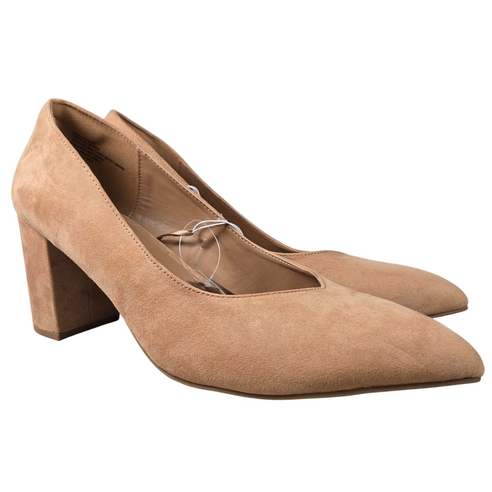 Torrid Tan Faux Suede Pointed Toe Block Heel Pump Wide Width 10.5WW Extra Wide